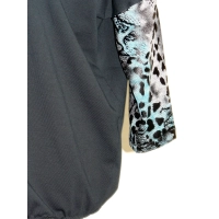 Bluzka Camea ze wstawkami w panterkę - szmaragdowy turkus